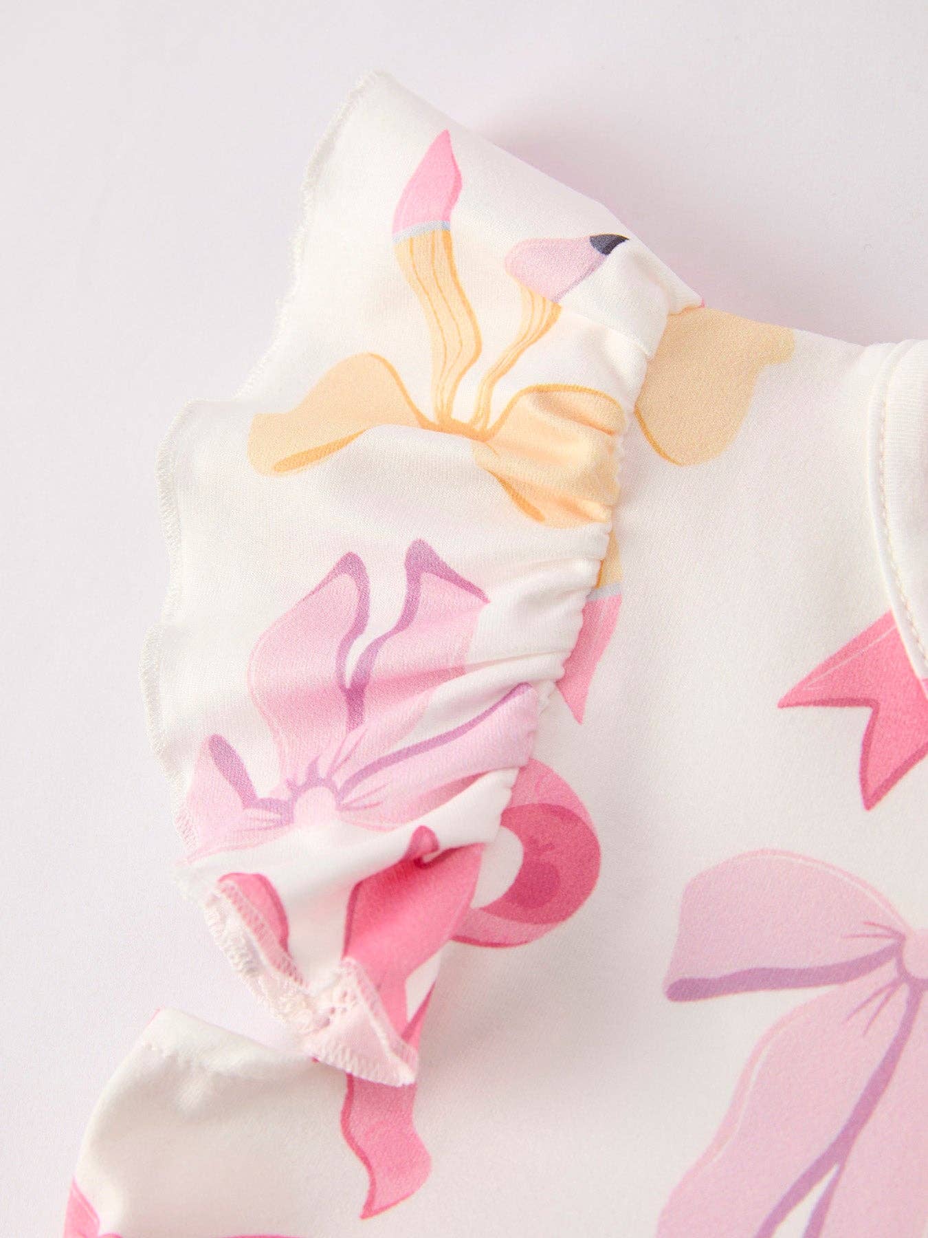 Girl's Summer Bow Short Sleeve Shorts Set