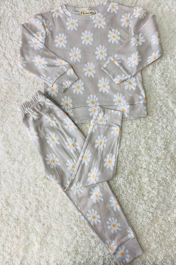 luluclothes - BQ2406 Daisy sweatshirts & pant girls clothing sets