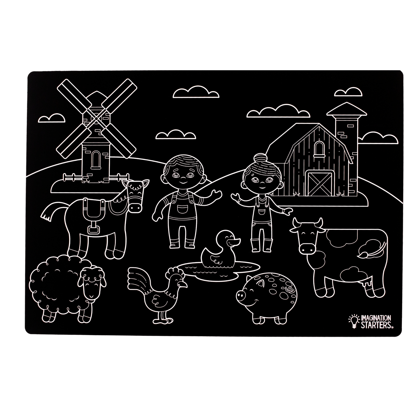 Imagination Starters - Chalkboard Farm Coloring Placemat 12x17
