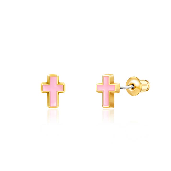 Girl Nation - Pink Cross Cutie Stud Earrings