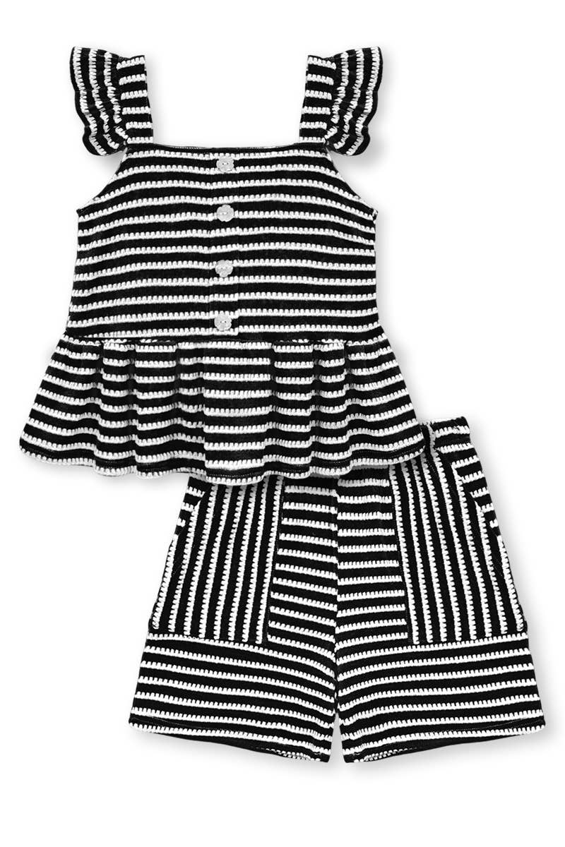 Girl's 2 pc Striped Short Set