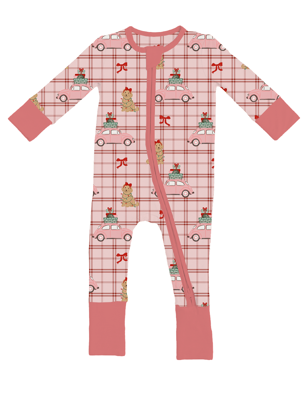 Kiki + Lulu - Pink Holly Jolly Doggies Convertible Footies