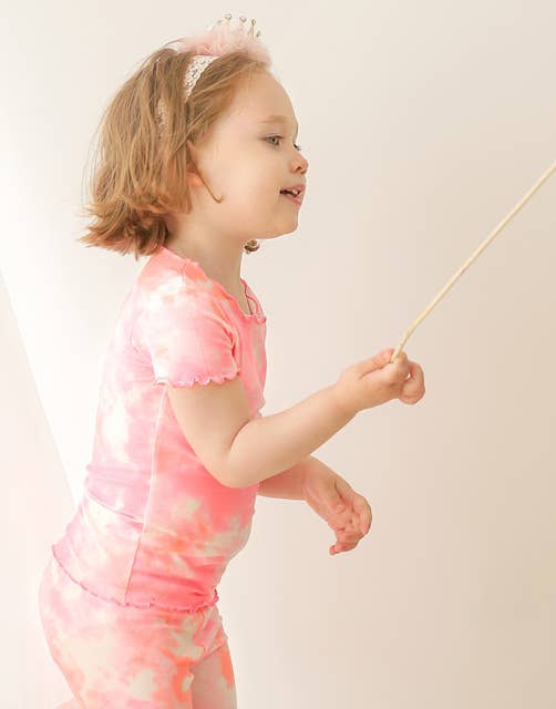 Vaenait Baby - Tie Dyeing Neon Pink Orange Short Sleeve PJs