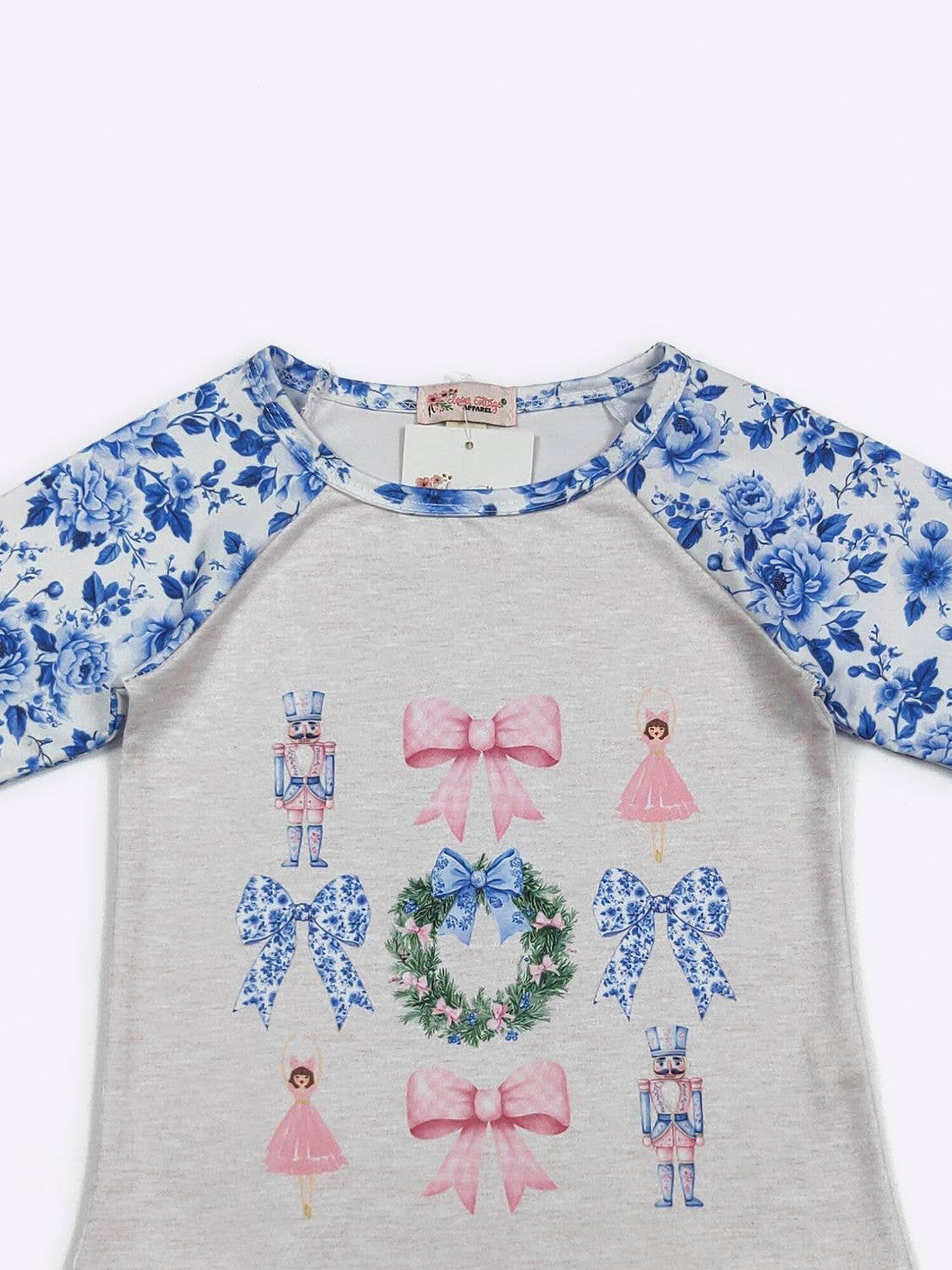 Clover Cottage - Blue Damask Nutcracker Raglan