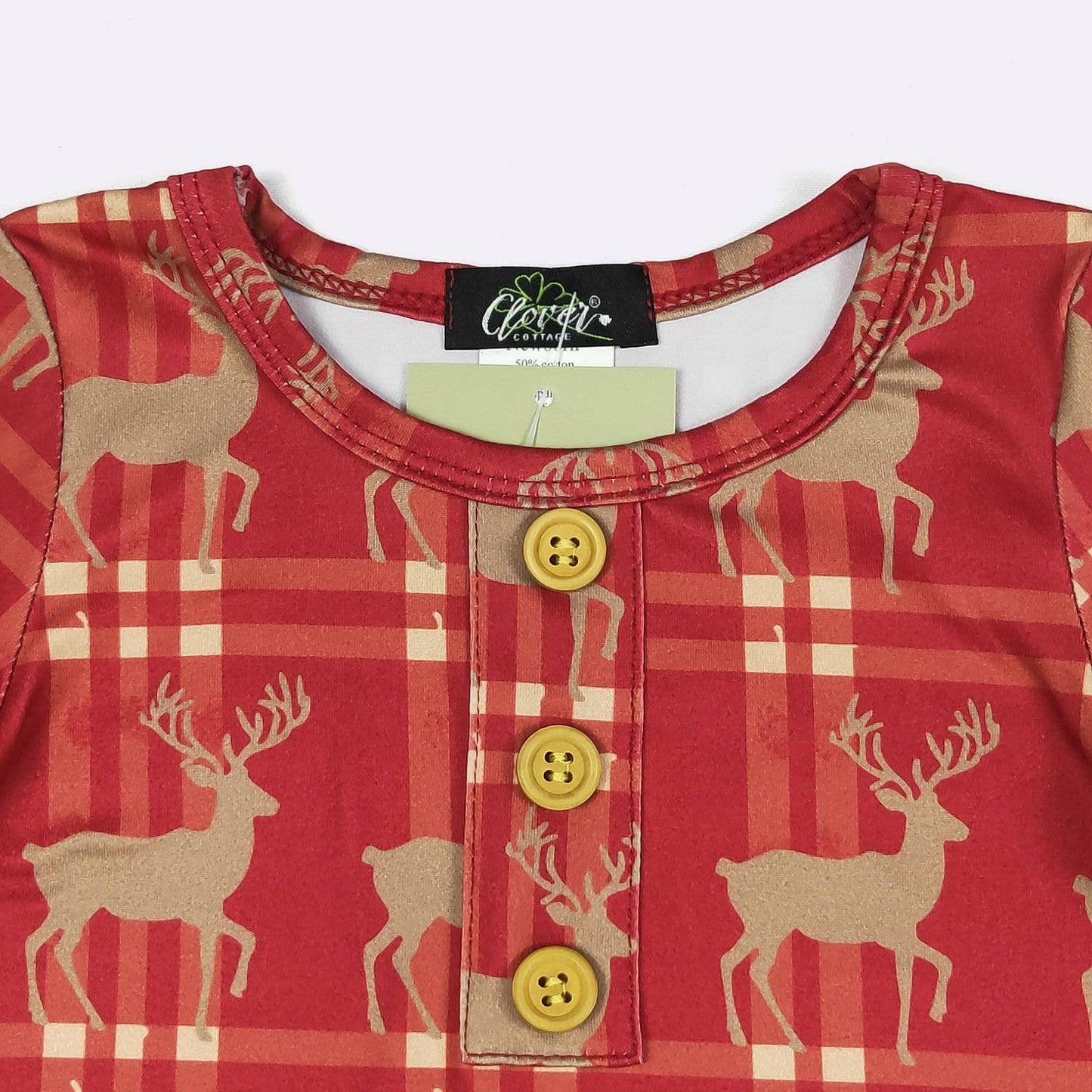 Clover Cottage - Tartan Deer Baby Knotted Gown