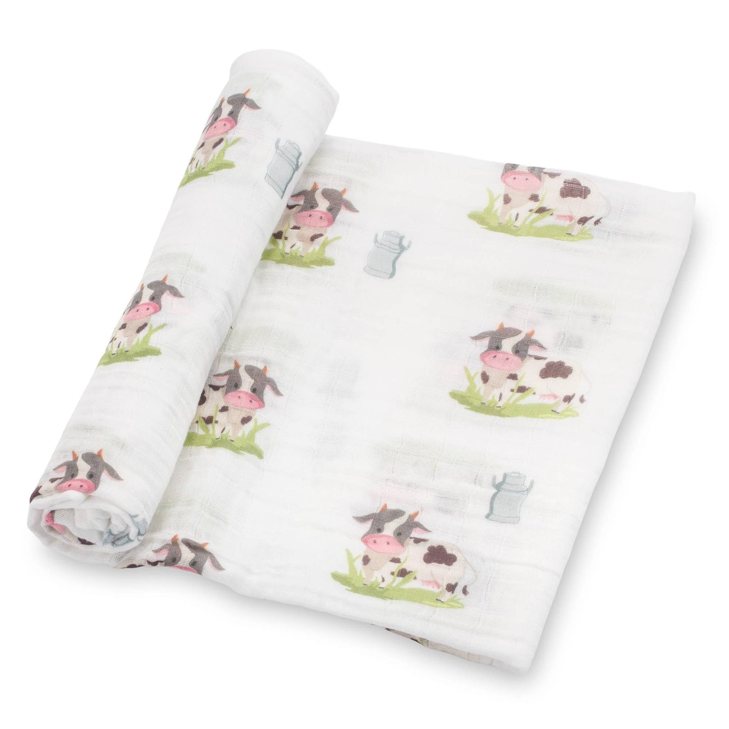 LollyBanks - Moo Moo Here Farm Theme Baby Swaddle Blanket