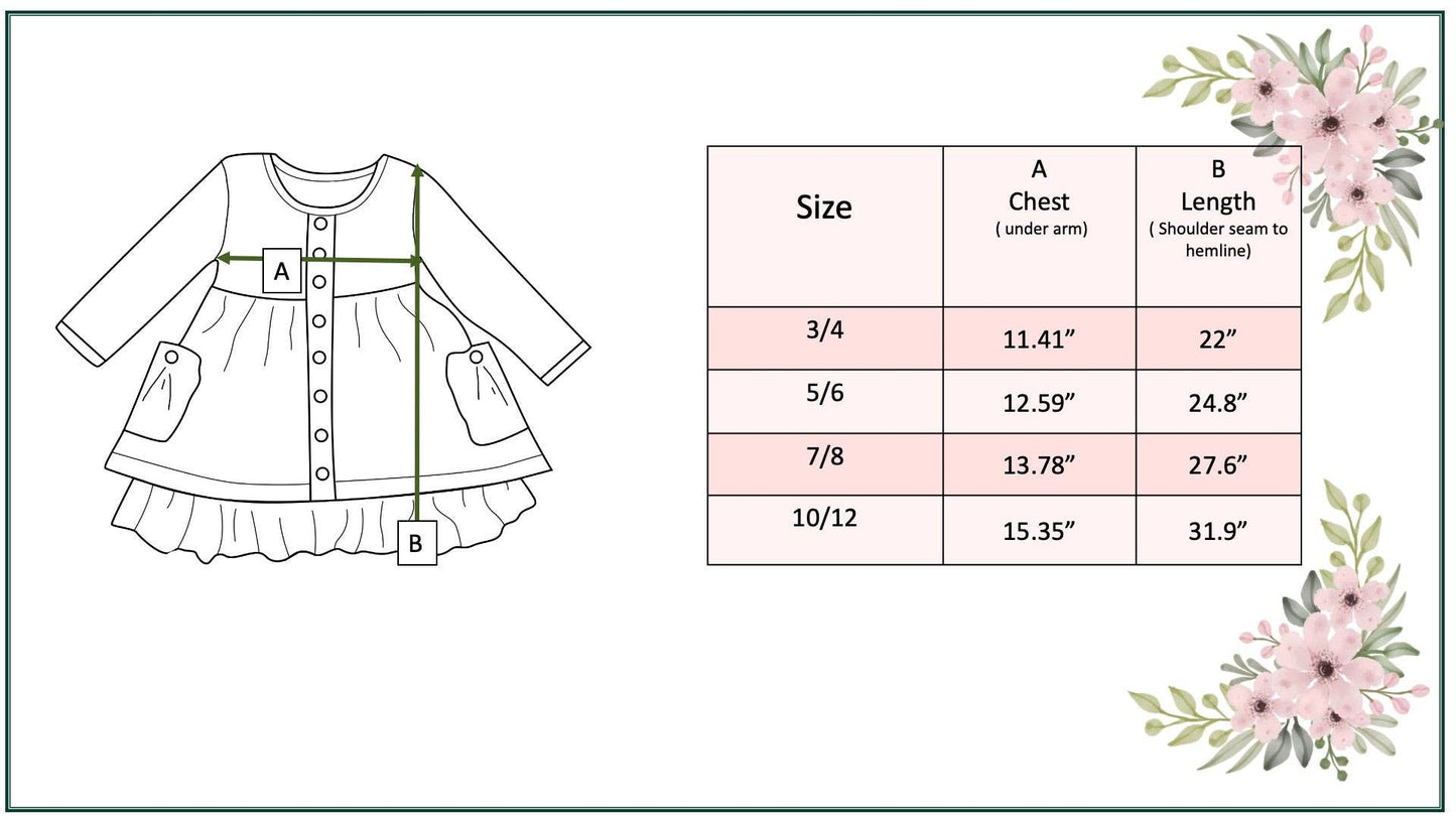 Girls Blue Chicken Ruffle Button Pocket Tie Fall Dress
