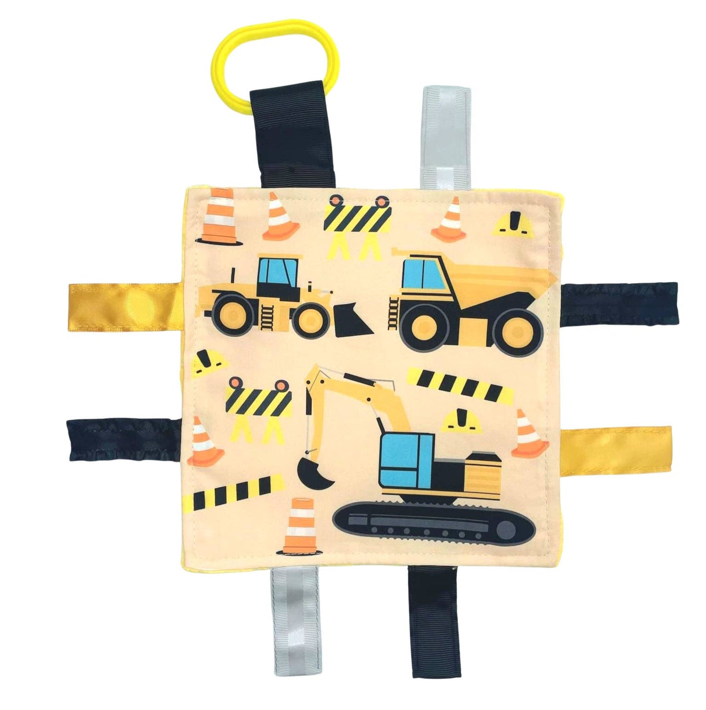 Baby Jack and Company - Construction Worker and Trucks Crinkle Tag Square 8"x 8"