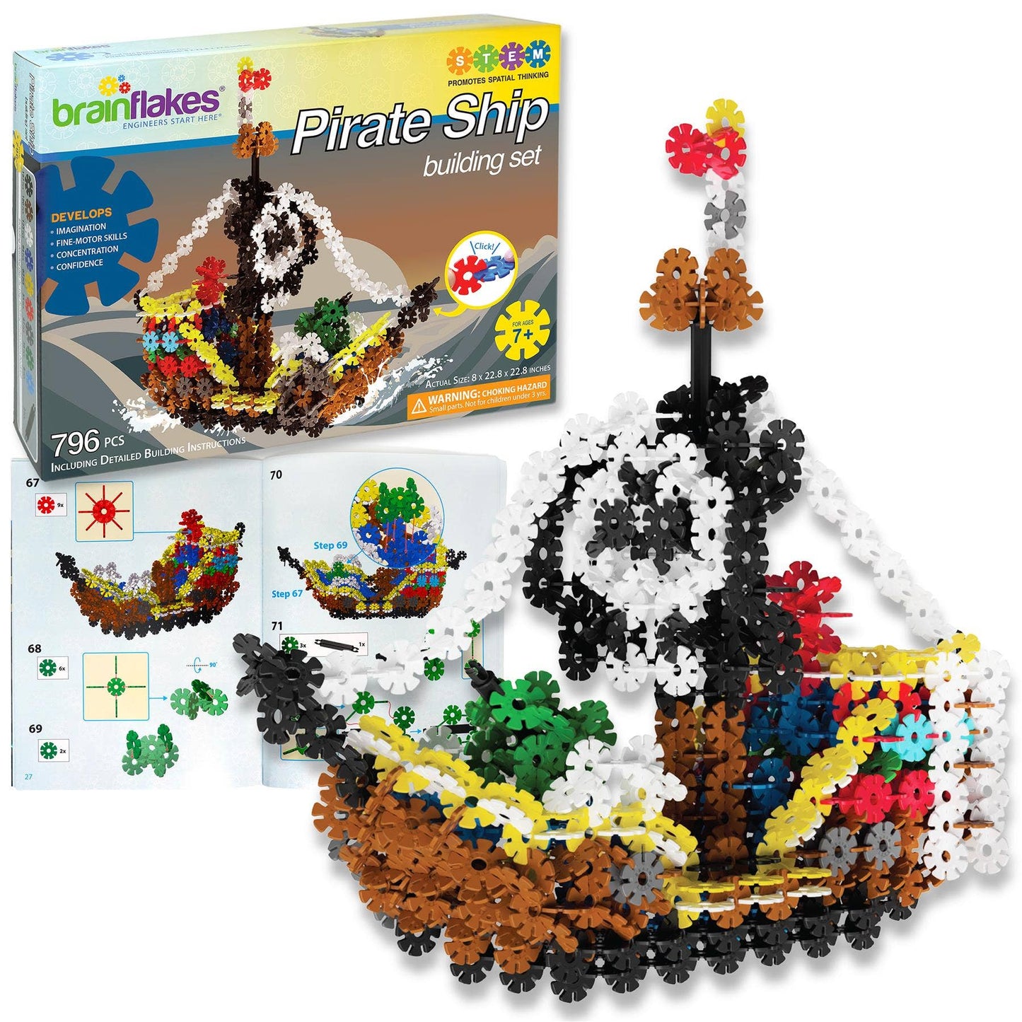 VIAHART Toy Co. - Pirate Ship Building Set with Detailed Step by Step Instruct