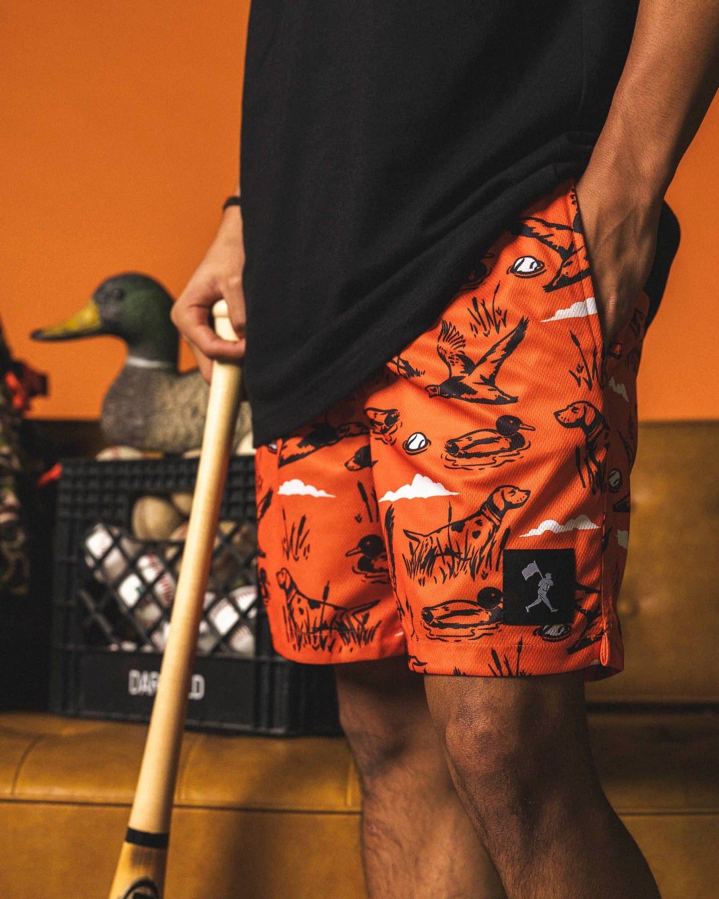 Baseballism - Hardball Hunter Diamond Air Mesh Shorts (Blaze Orange) - Youth