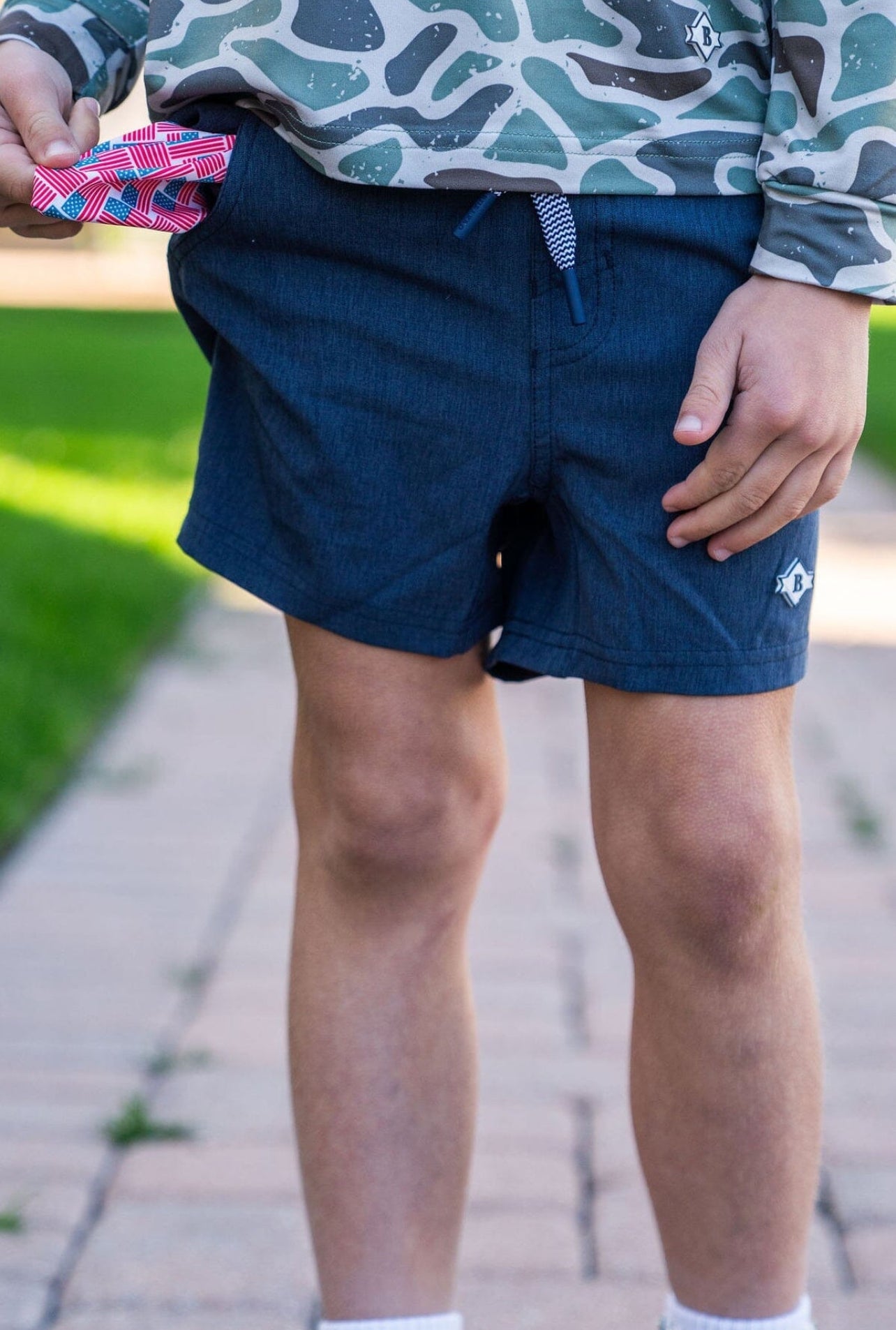 Burlebo Youth Athletic Short Heather Navy