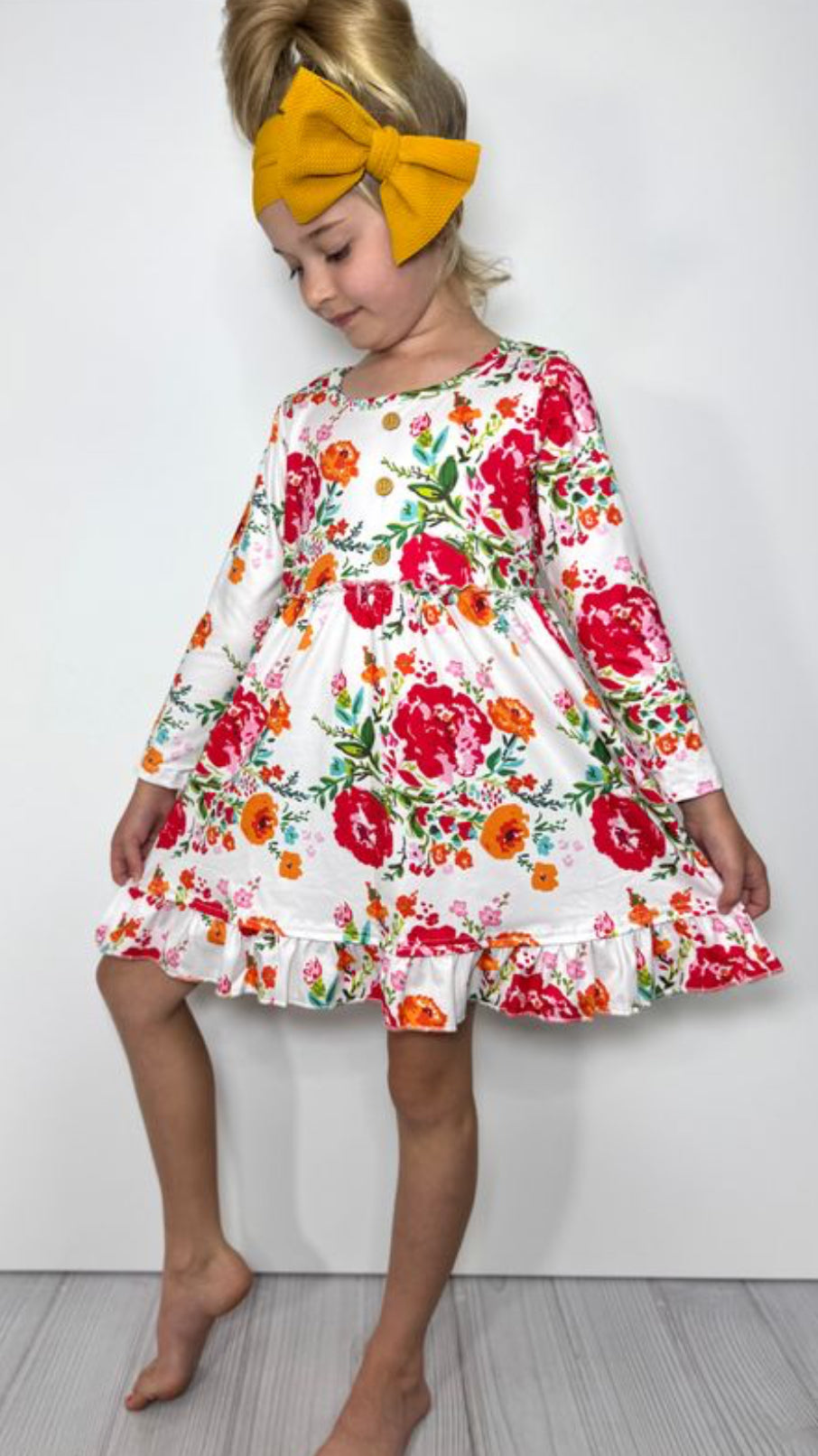 Vintage Fall Rose Girls Dress
