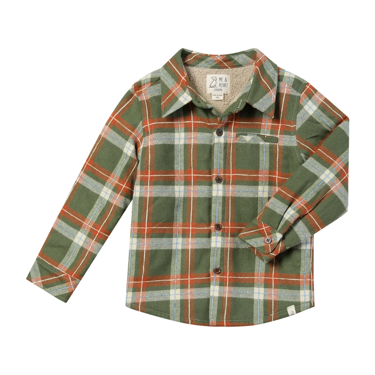 Green/Pumpkin Plaid Lined Shacket