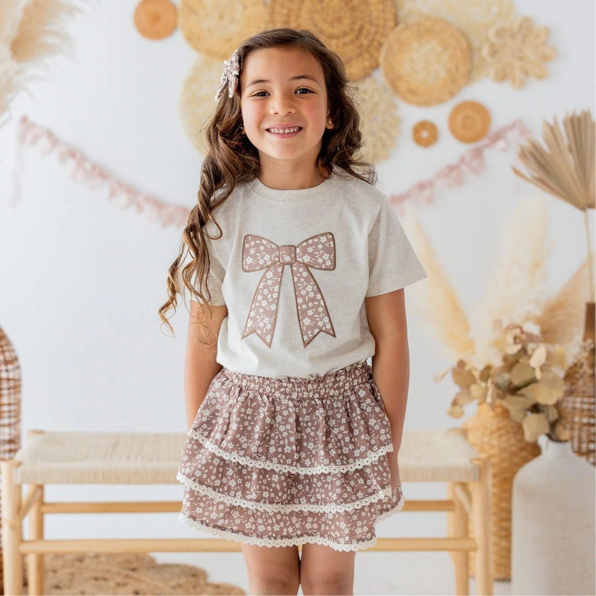 Mochal Floral Bow Patch Shirt