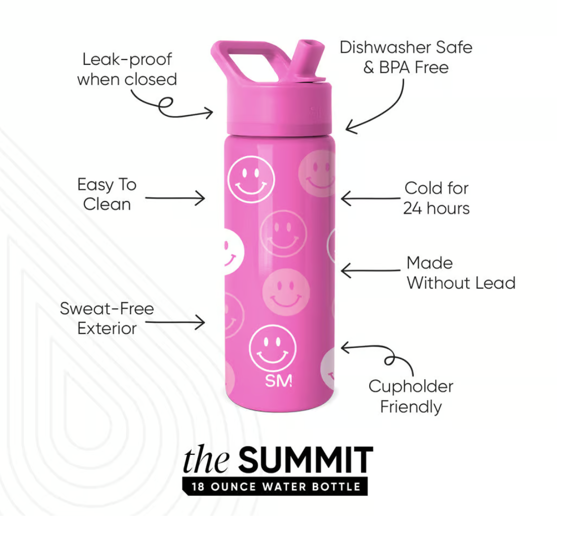 Summit Kids Water Bottle with Straw Lid 18oz