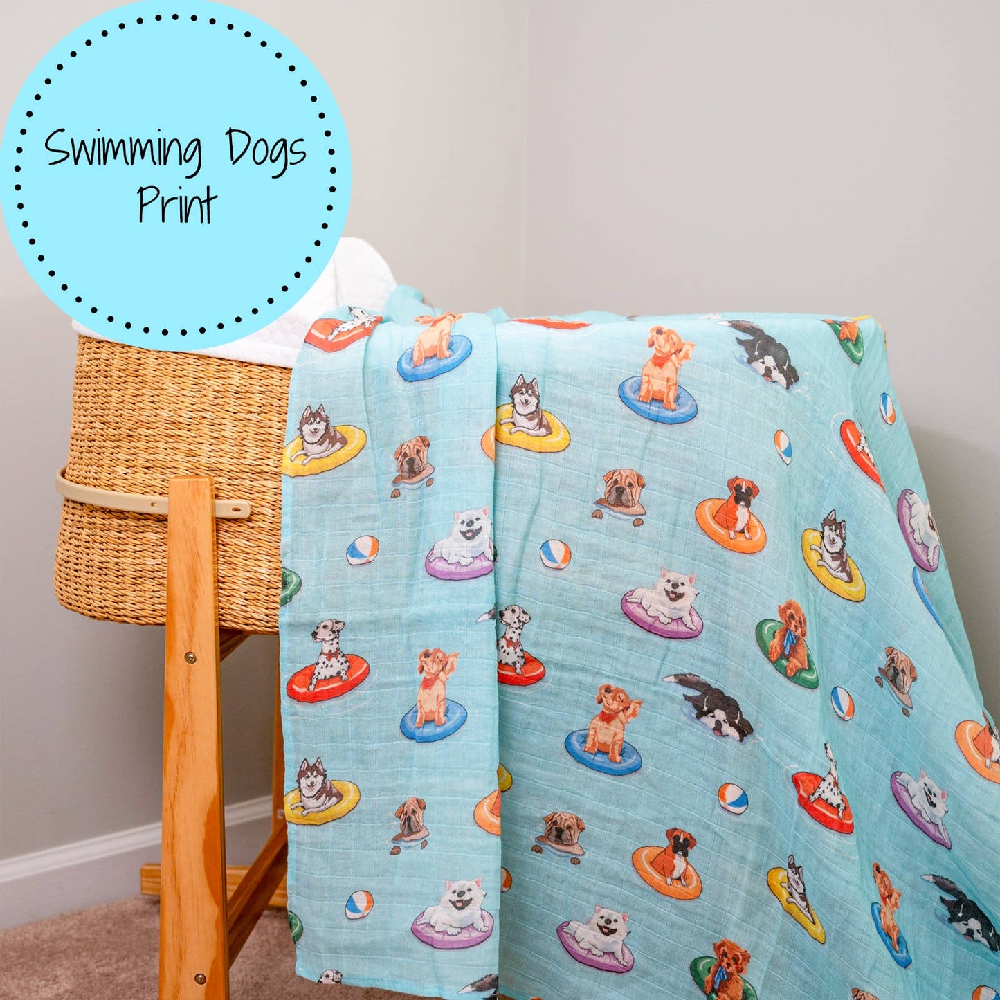 Poolside Pups Baby Swaddle Blanket