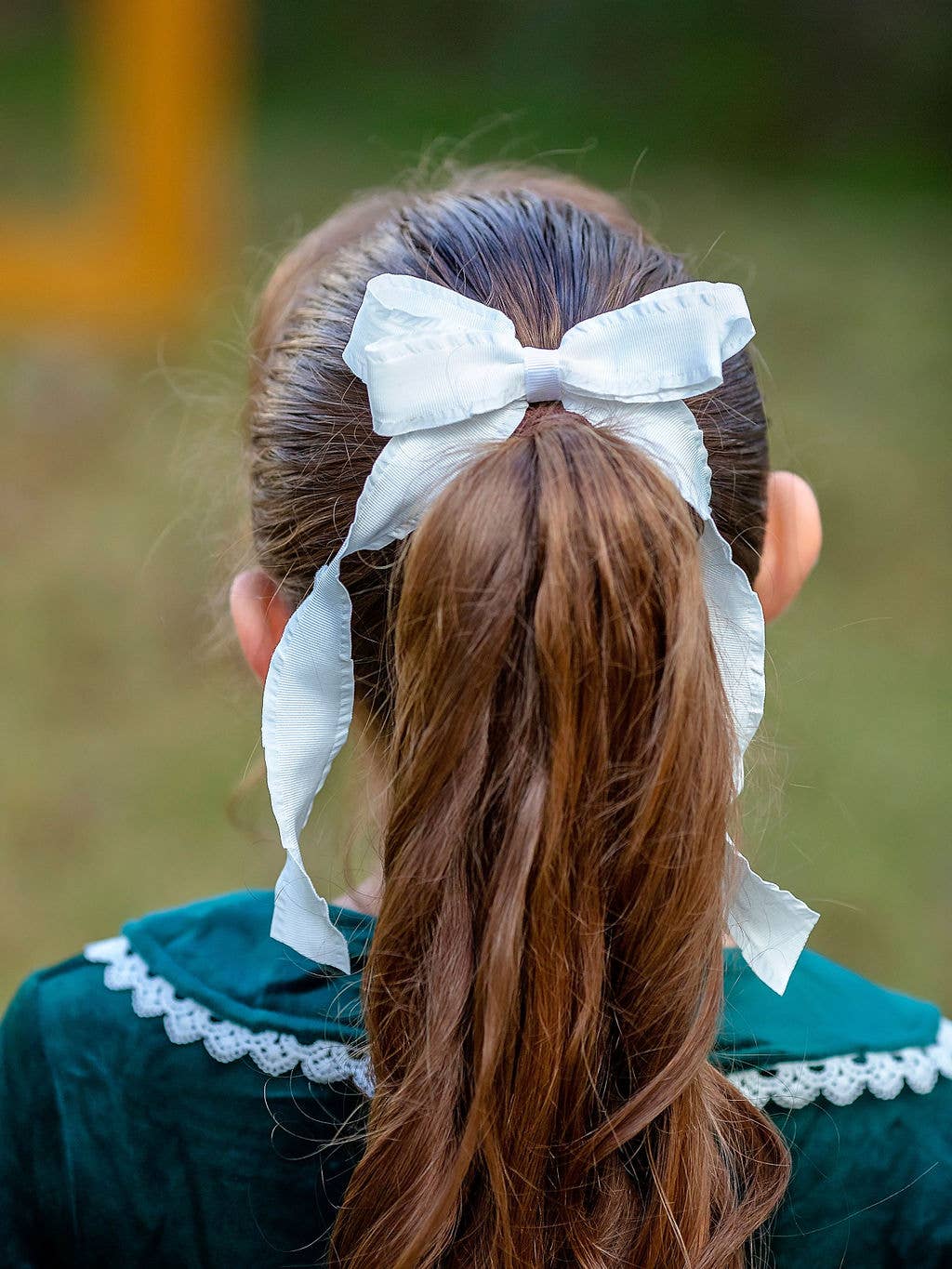Ruffle Edge Ribbon Hair Bow
