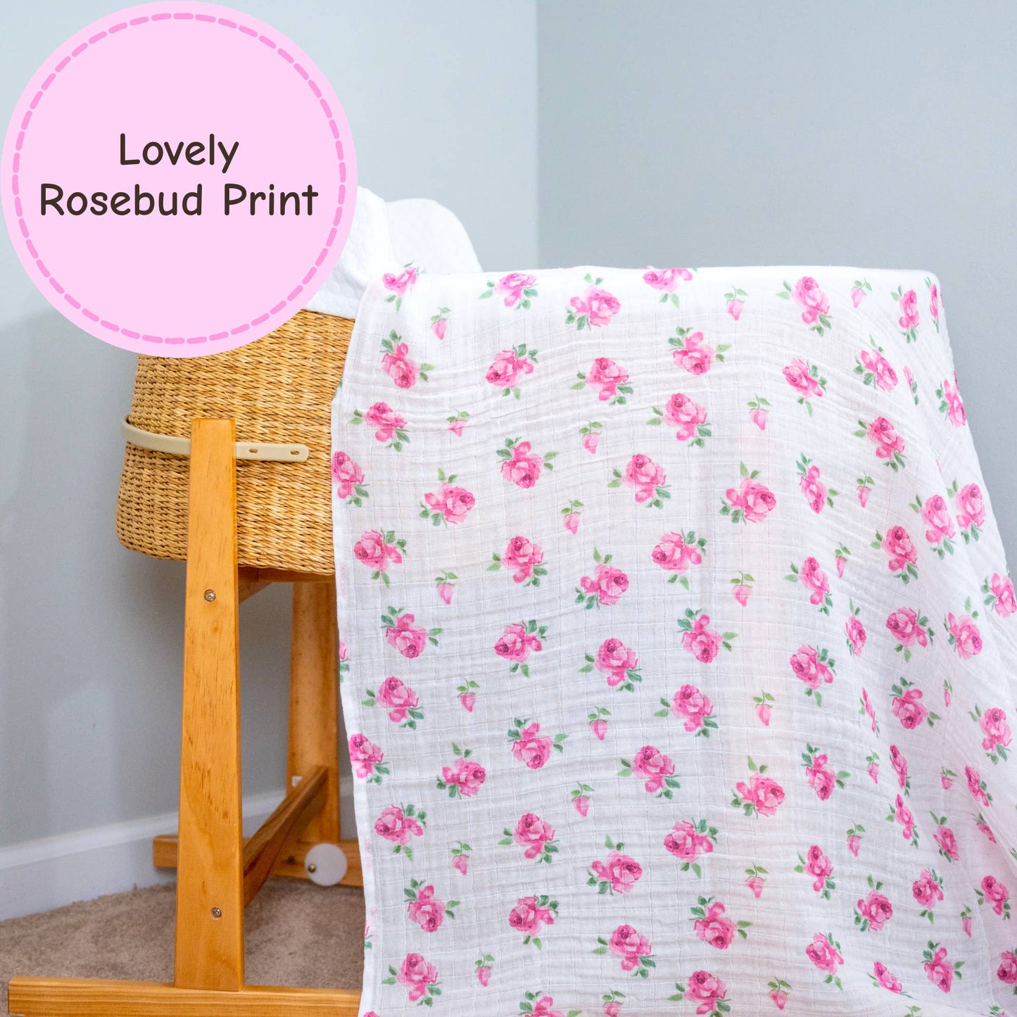Rose Buds and Blooms Baby Muslin Swaddle Blanket