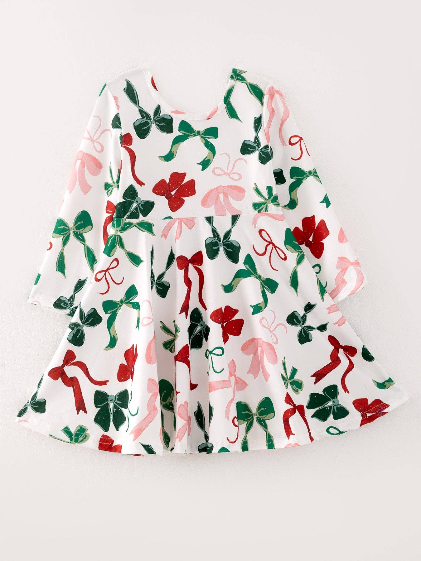 Rylee Faith Designs - Girls Christmas Bow Print Dress
