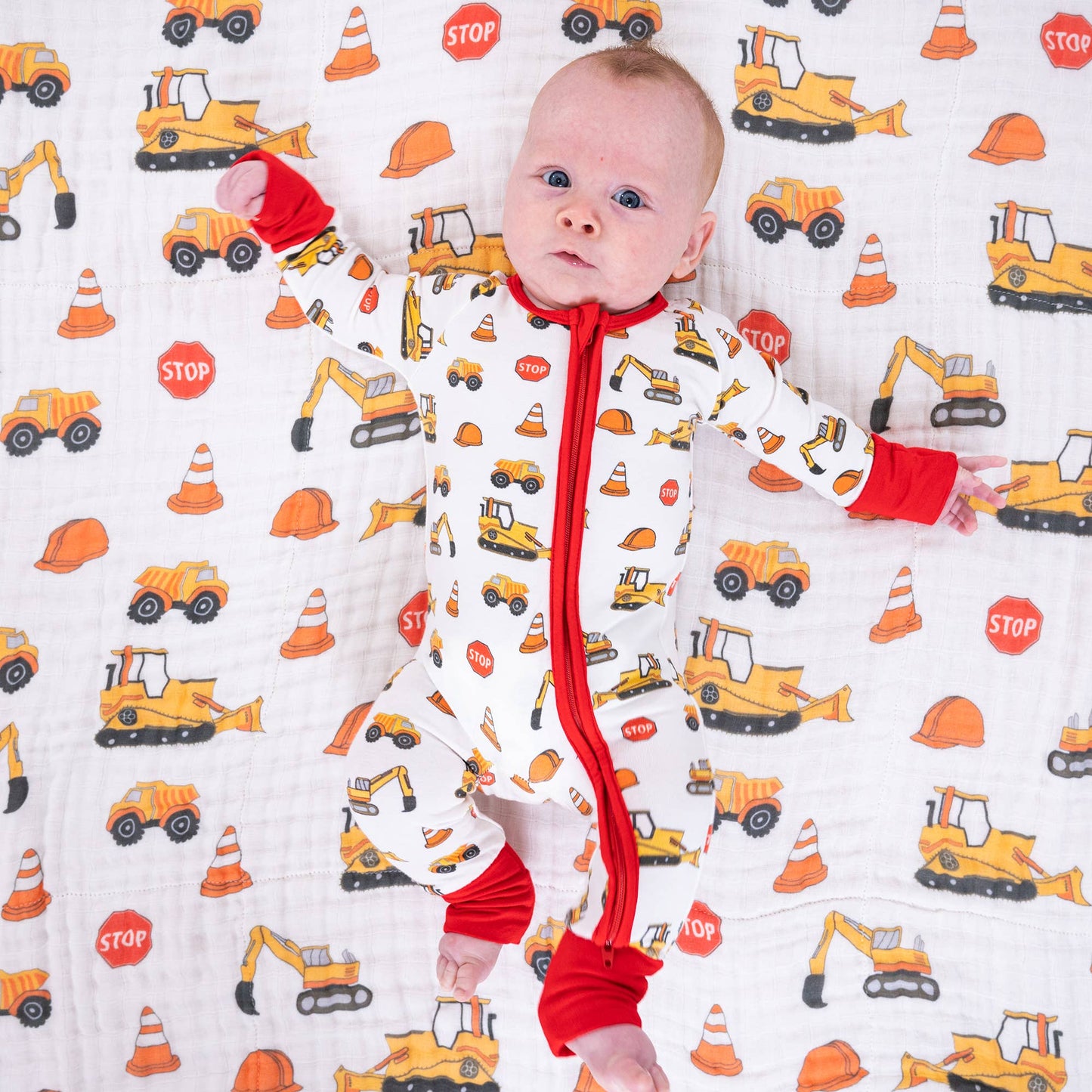 LollyBanks - Under Construction Baby Bamboo Pajamas 2 Way Zipper