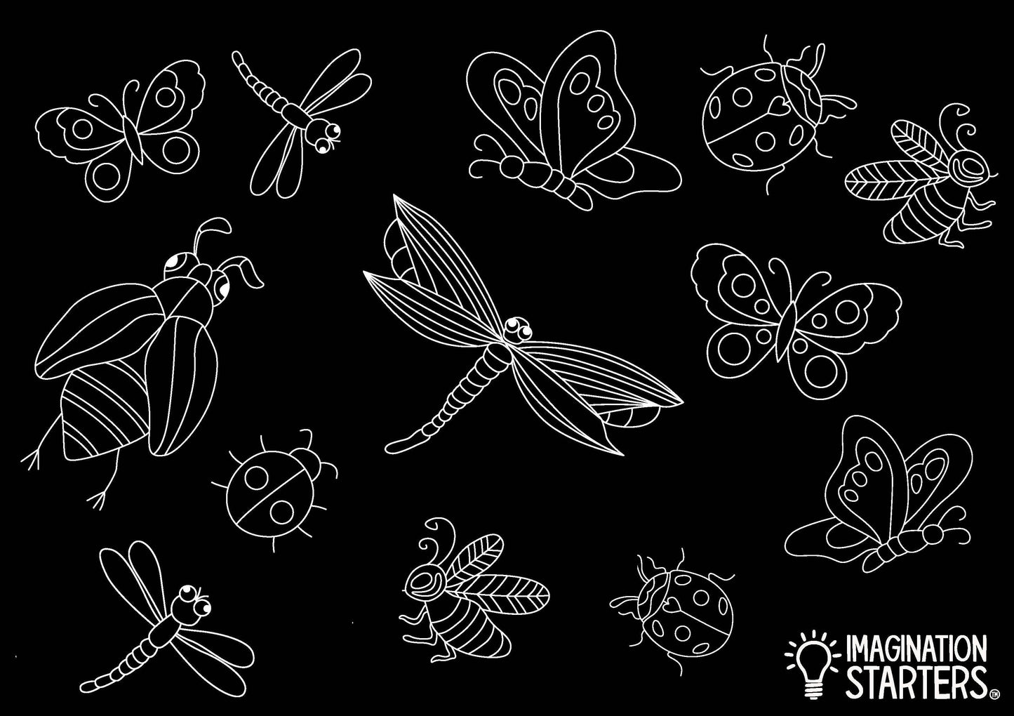 Imagination Starters - Chalkboard Bugs Coloring Placemat 12x17