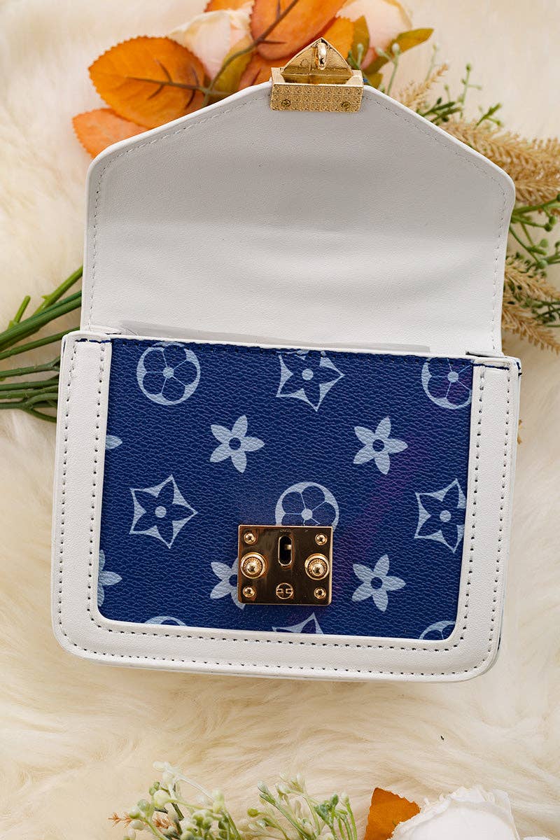 White/Navy blue inspired mini purse