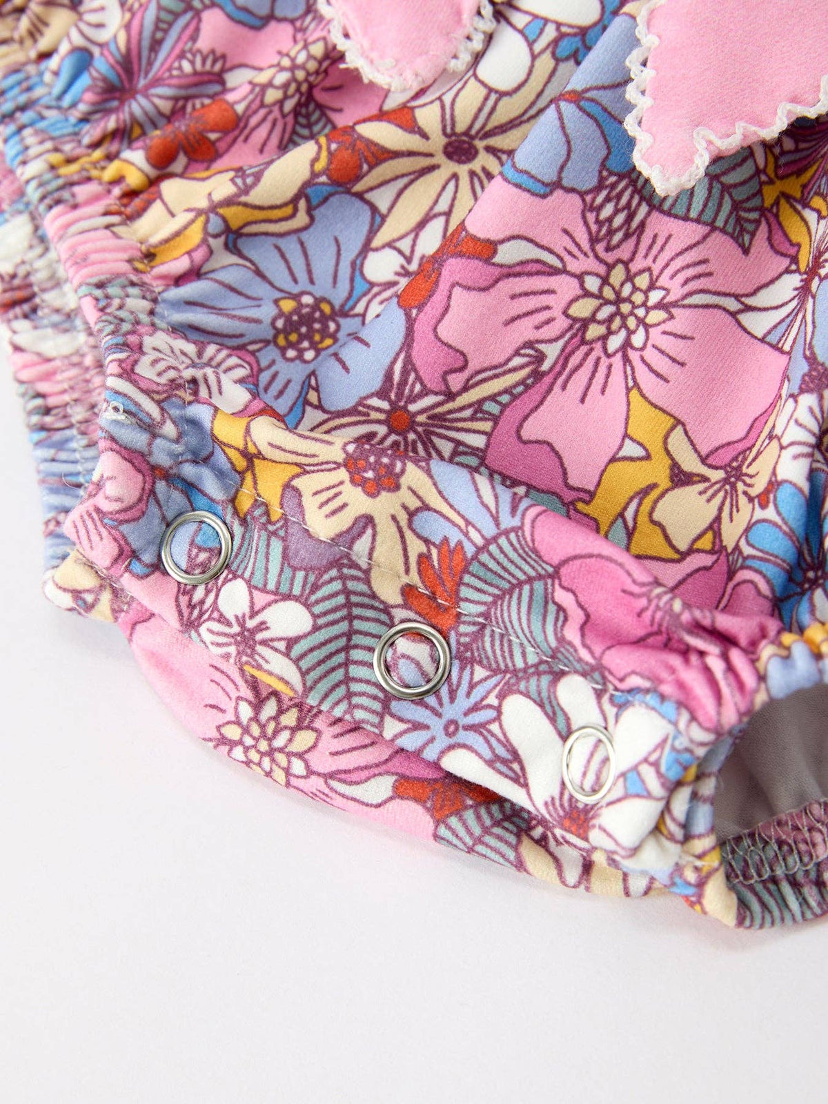 Rylee Faith Designs - Fall Vintage Floral Print Girls Long Sleeve Romper