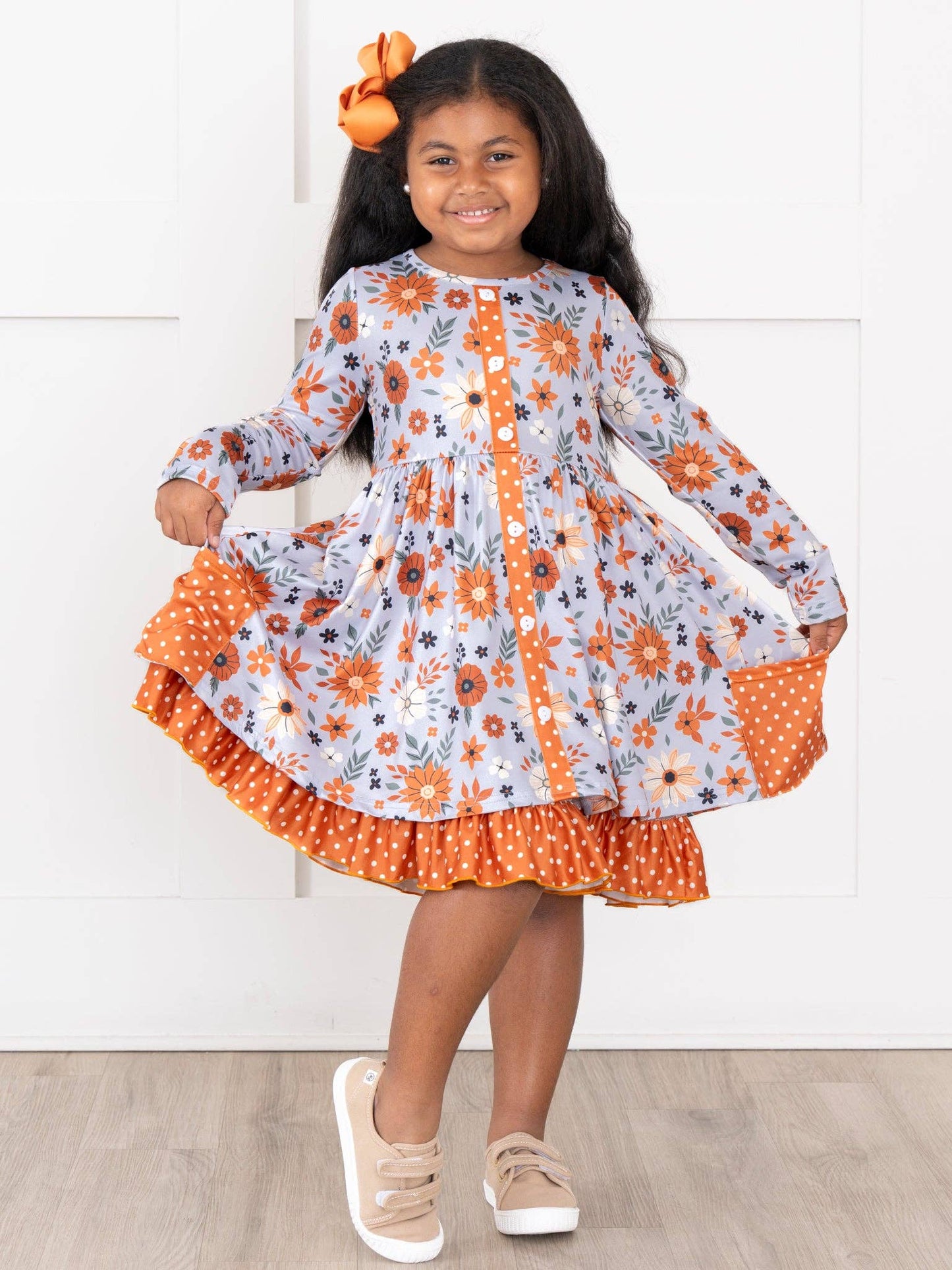 Chrysanthemum Fields Ruffle Dress