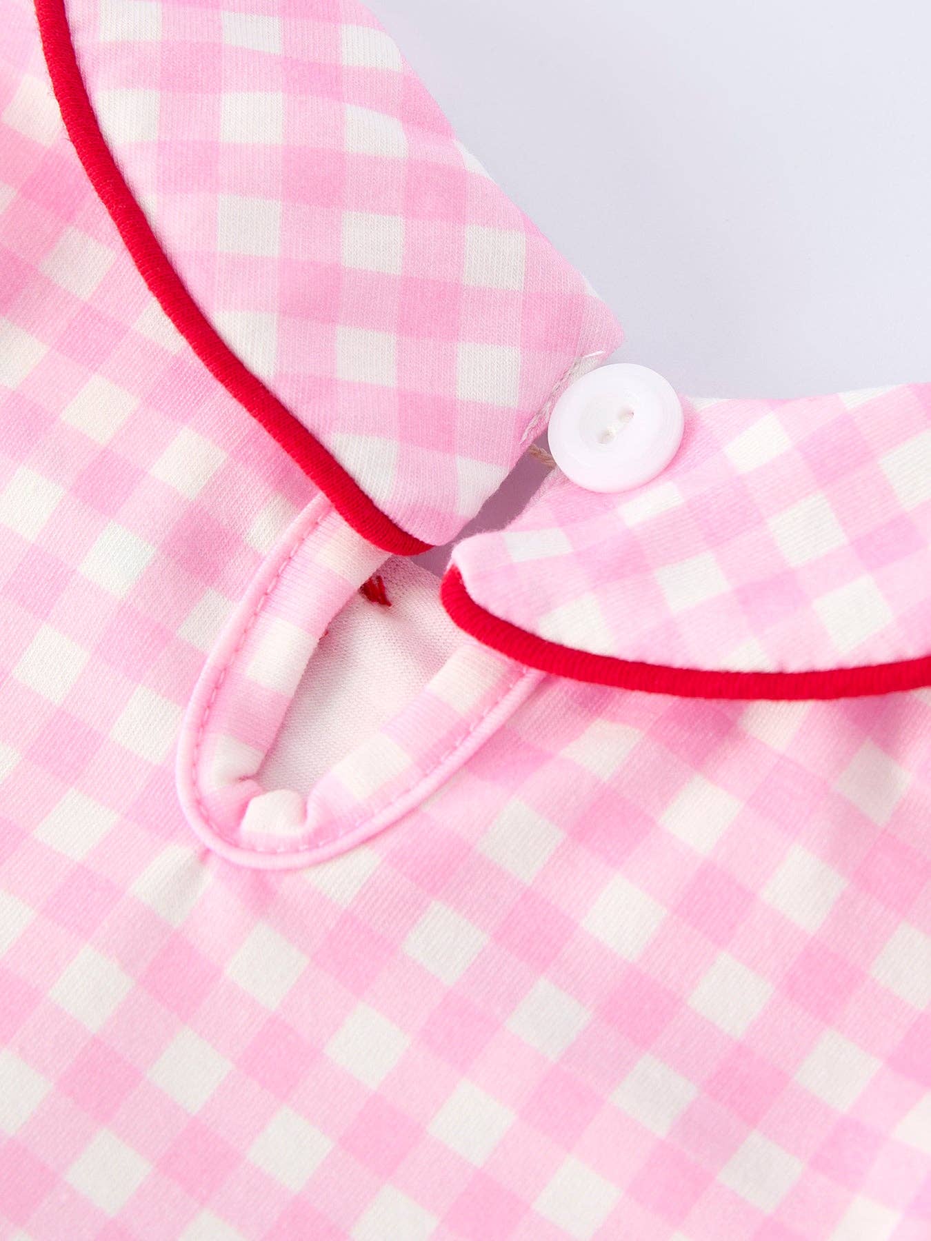 Rylee Faith Designs - Girls' Valentine's Day Heart-embroidered Plaid Baby Romper