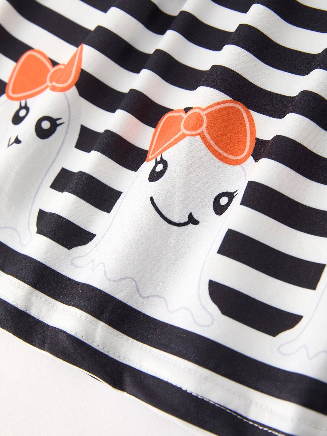 Rylee Faith Designs - Halloween Black and White Striped Print Girls Dress