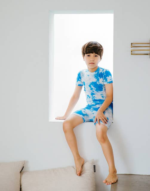 Tie Dyeing Ocean Blue Short Sleeve PJs