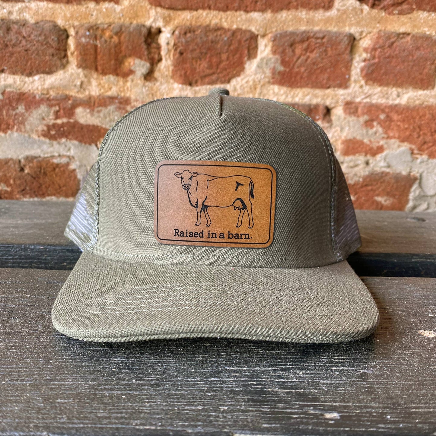 Raised in a barn Cow Country Western Farm Kids Trucker Hat