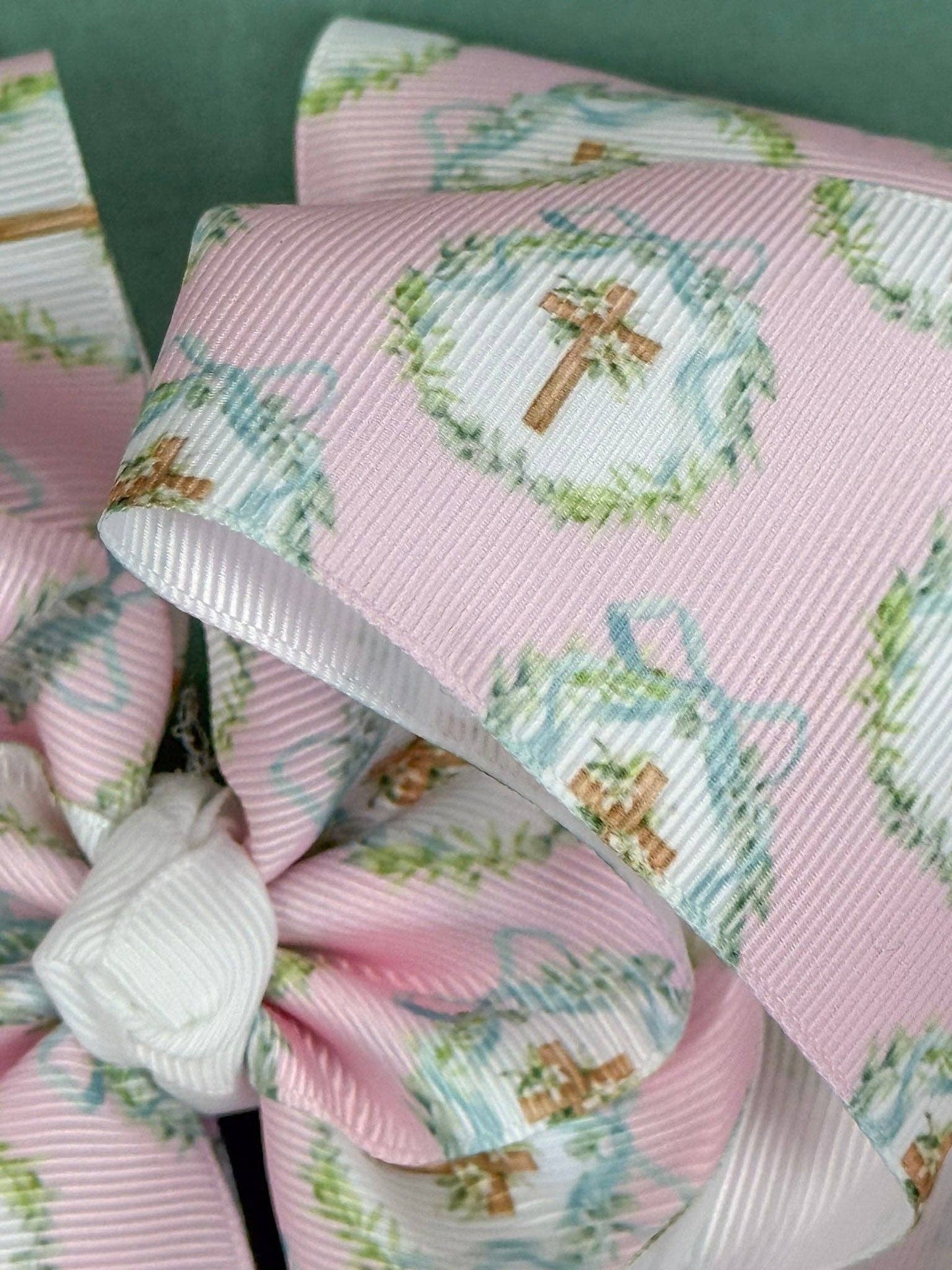 The Hair Bow Company - Easter Coquette Cross Wreath Printed Headband