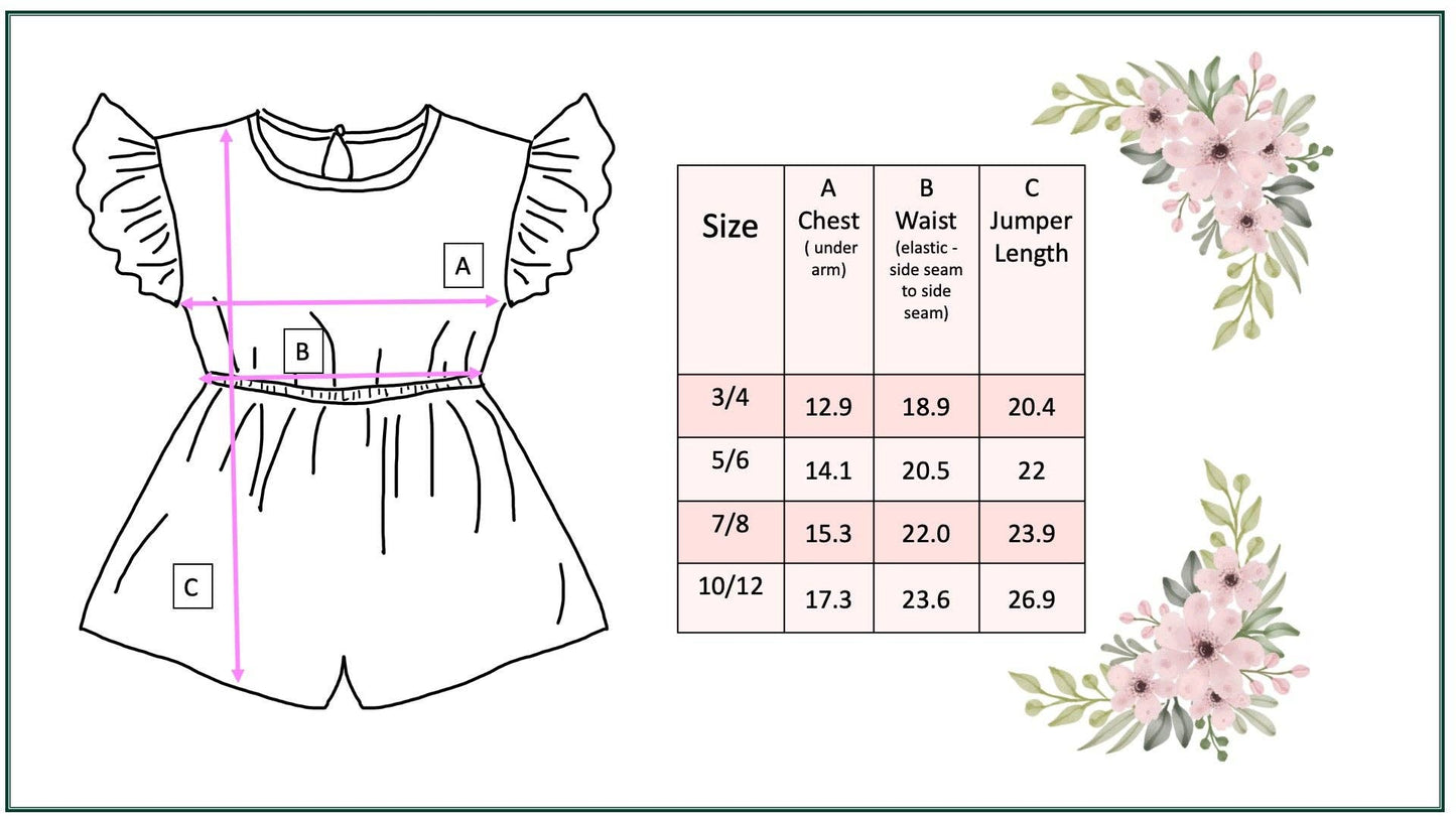 Kids Pink Horse Flutter Sleeve Pocket Spring Shortie Set