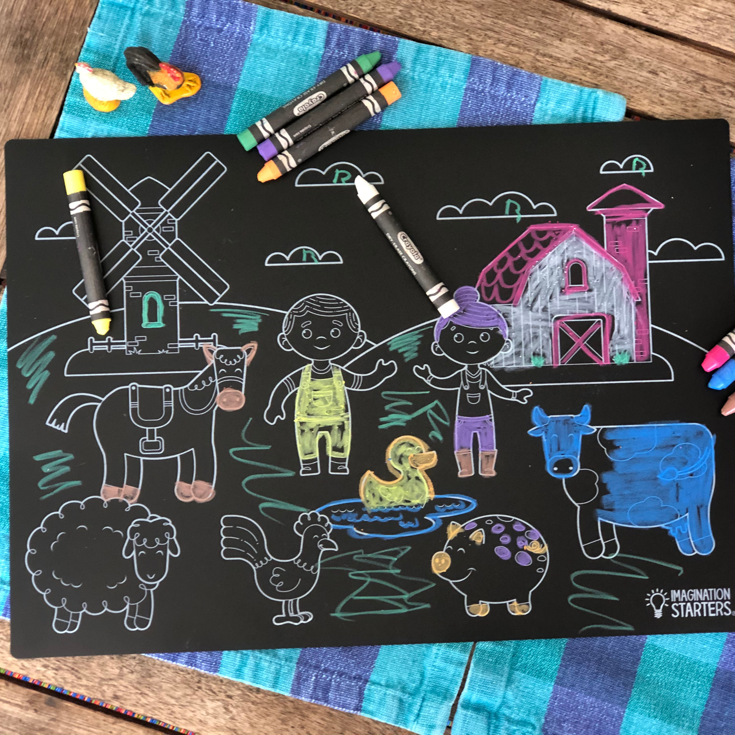 Imagination Starters - Chalkboard Farm Coloring Placemat 12x17