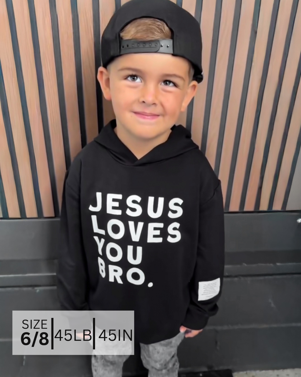 BRVE by Fletch - Jesus Loves You Bro Black Kid's Hoodie