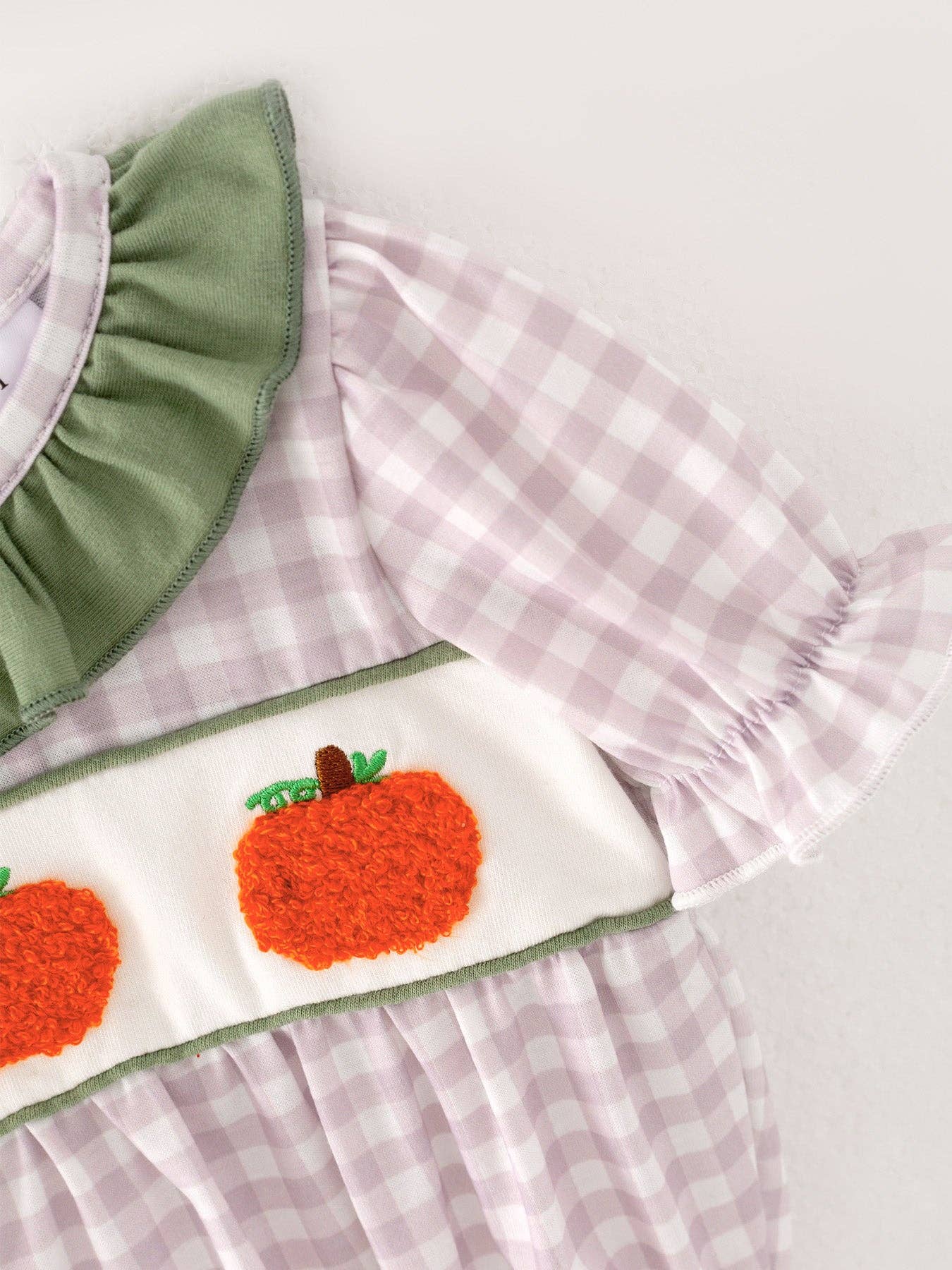 Rylee Faith Designs - Halloween Girls Pumpkin Chenille patches Romper