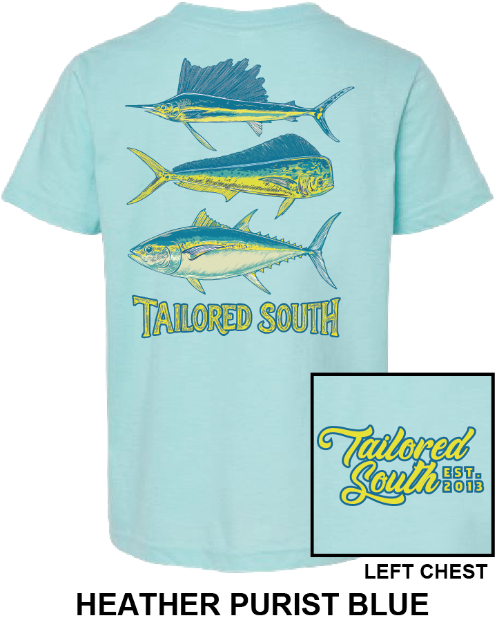 Tailored South Hat Co. - TS023Y - Youth 3 Fish - Heather Purist Blue