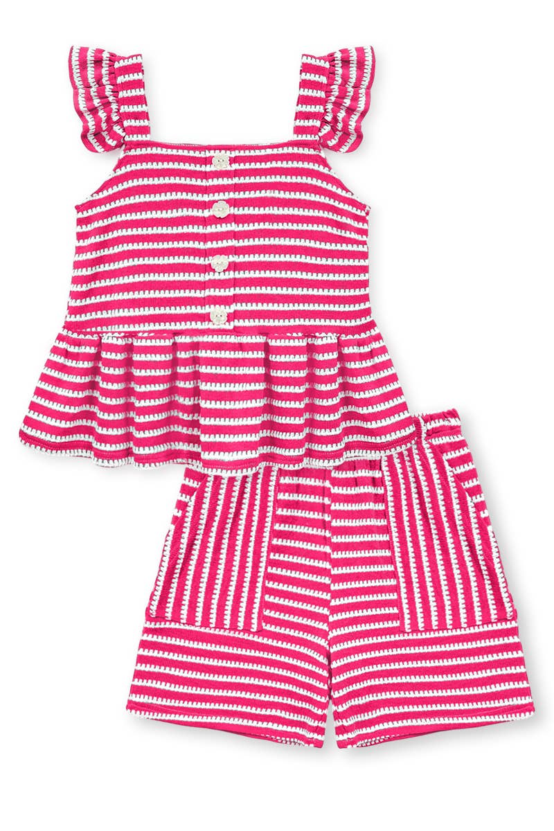 Girl's 2 pc Striped Short Set