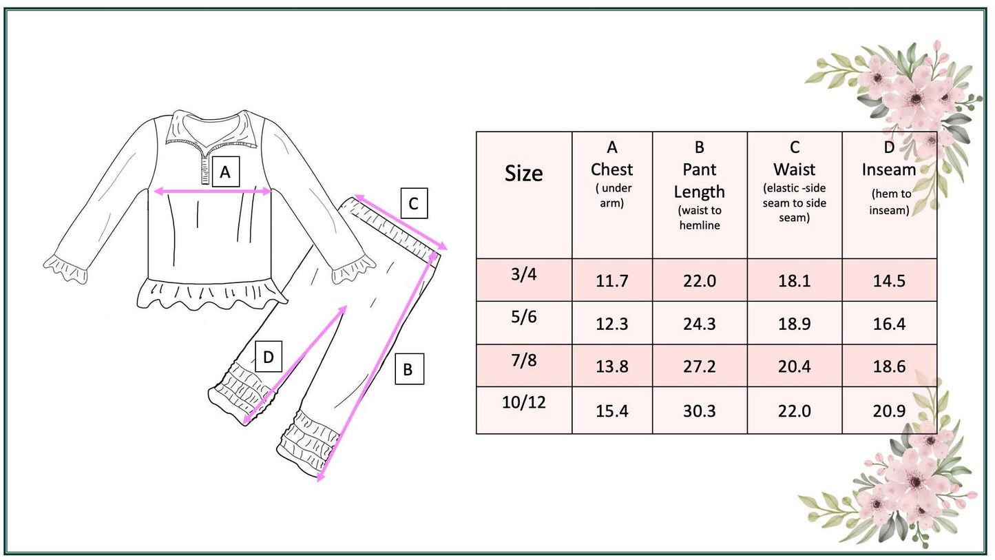 Girls Rust & Leopard Ruffle Zip Up Carmel Fall Pant Set