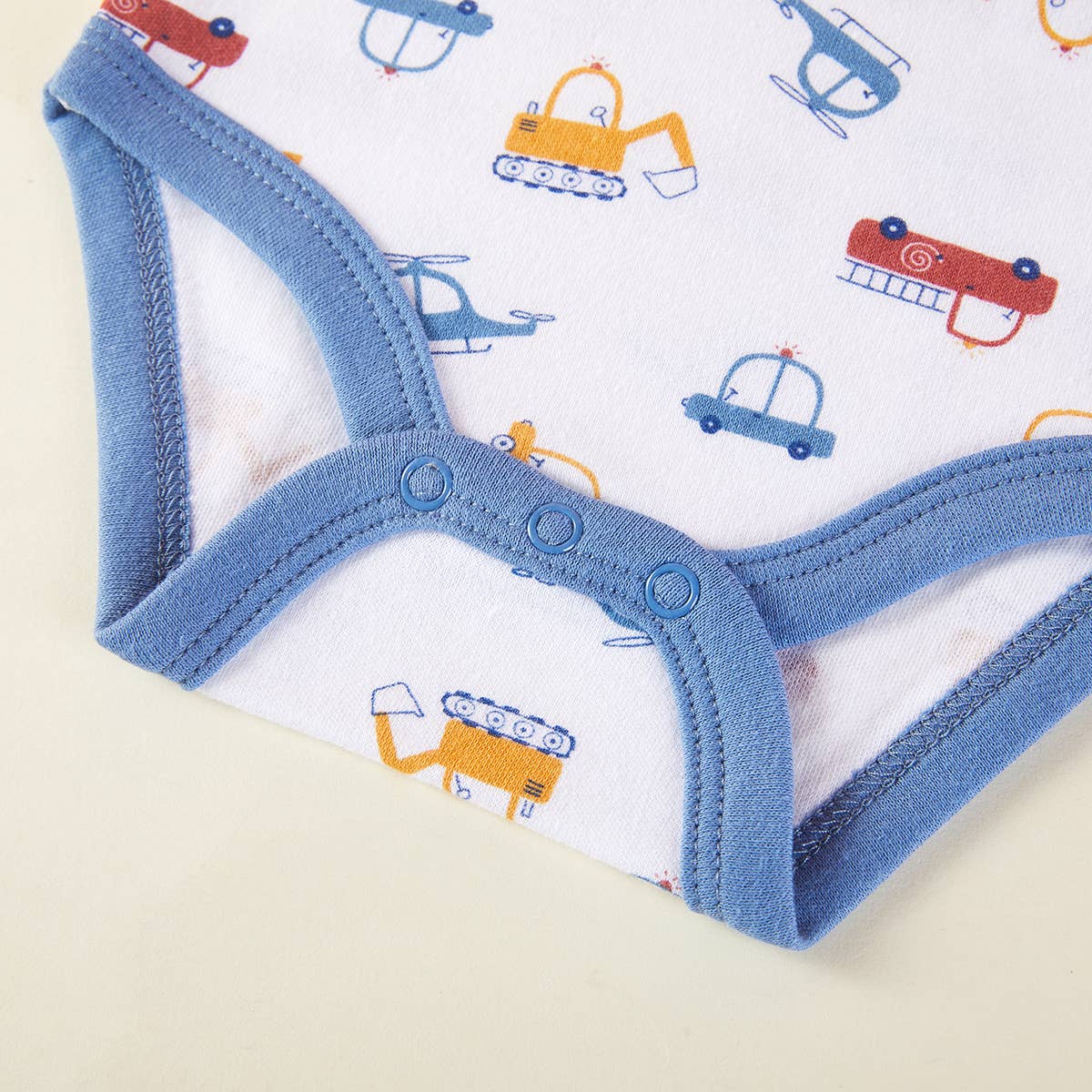 Pack of 3 Baby Boys Excavator Pattern Bodysuits Short Sleeve