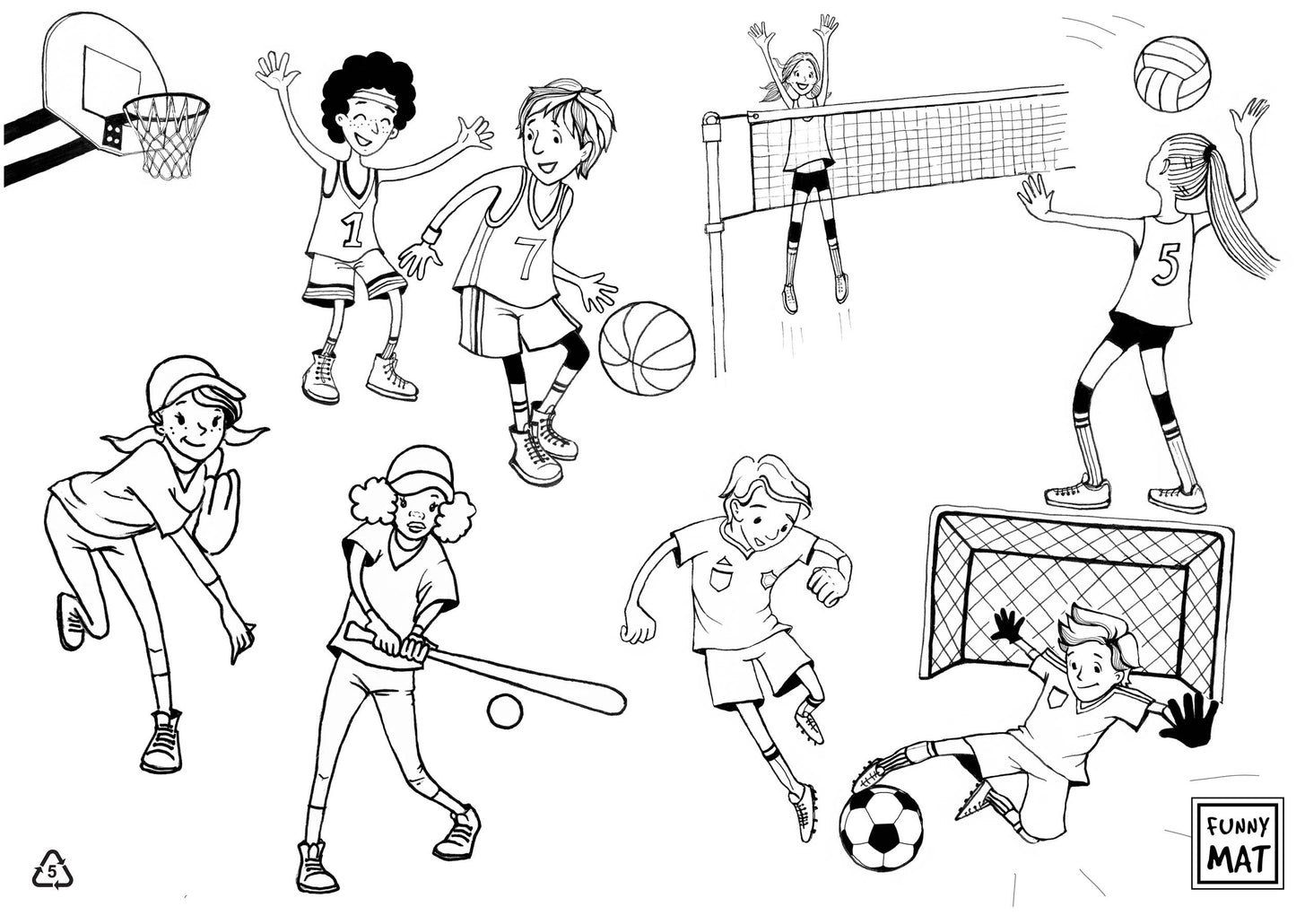 Funny Mat - Table top coloring mat, sports