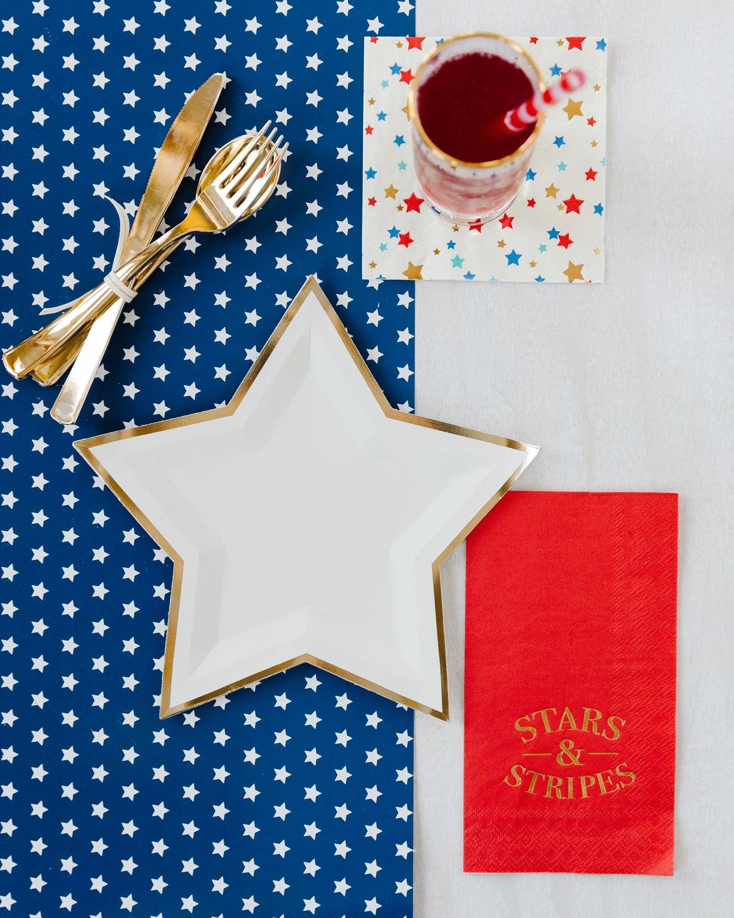 Gold Foiled Stars and Stripes Guest Towel Napkin