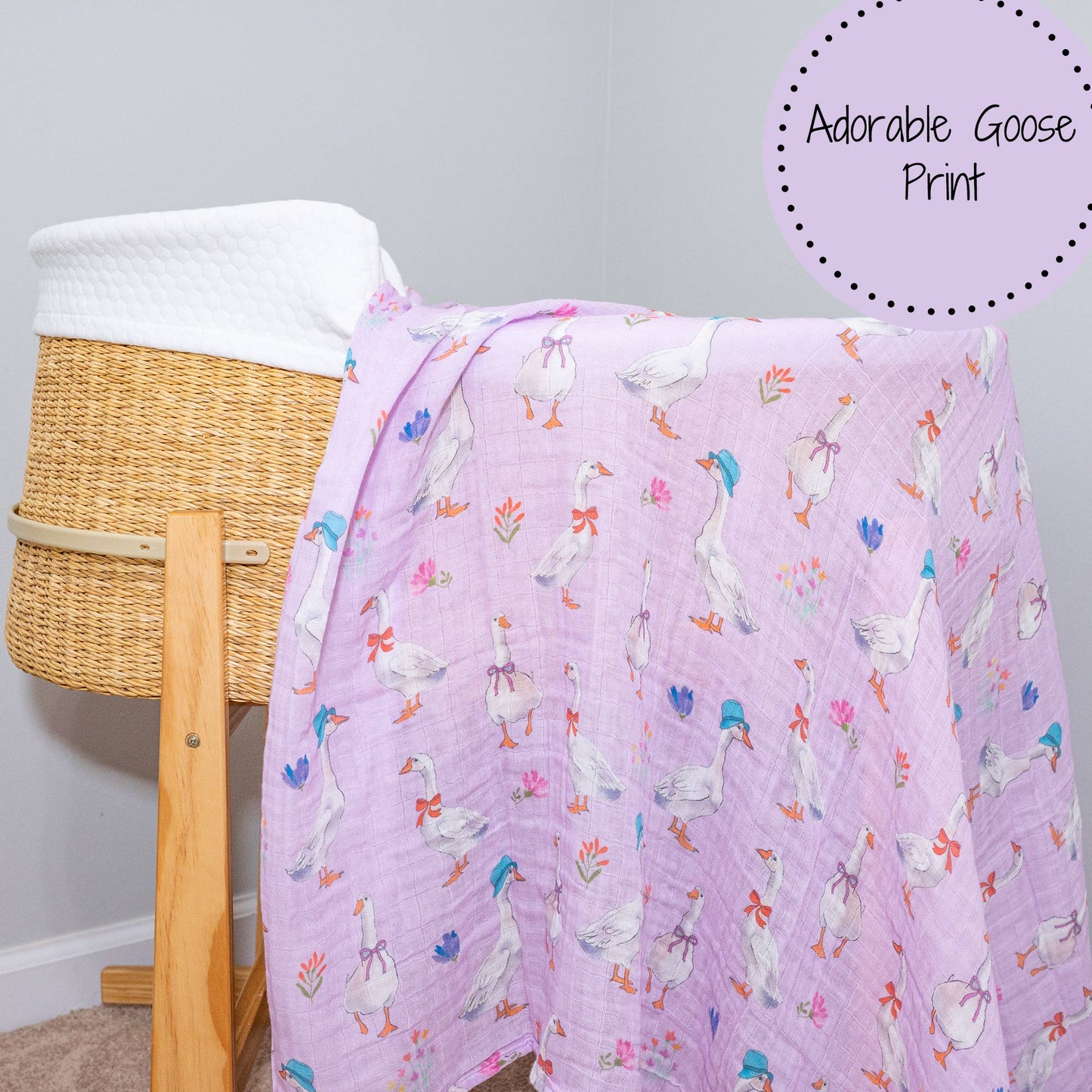 LollyBanks - Cute Goose Baby 100% Cotton Muslin Swaddle Blanket