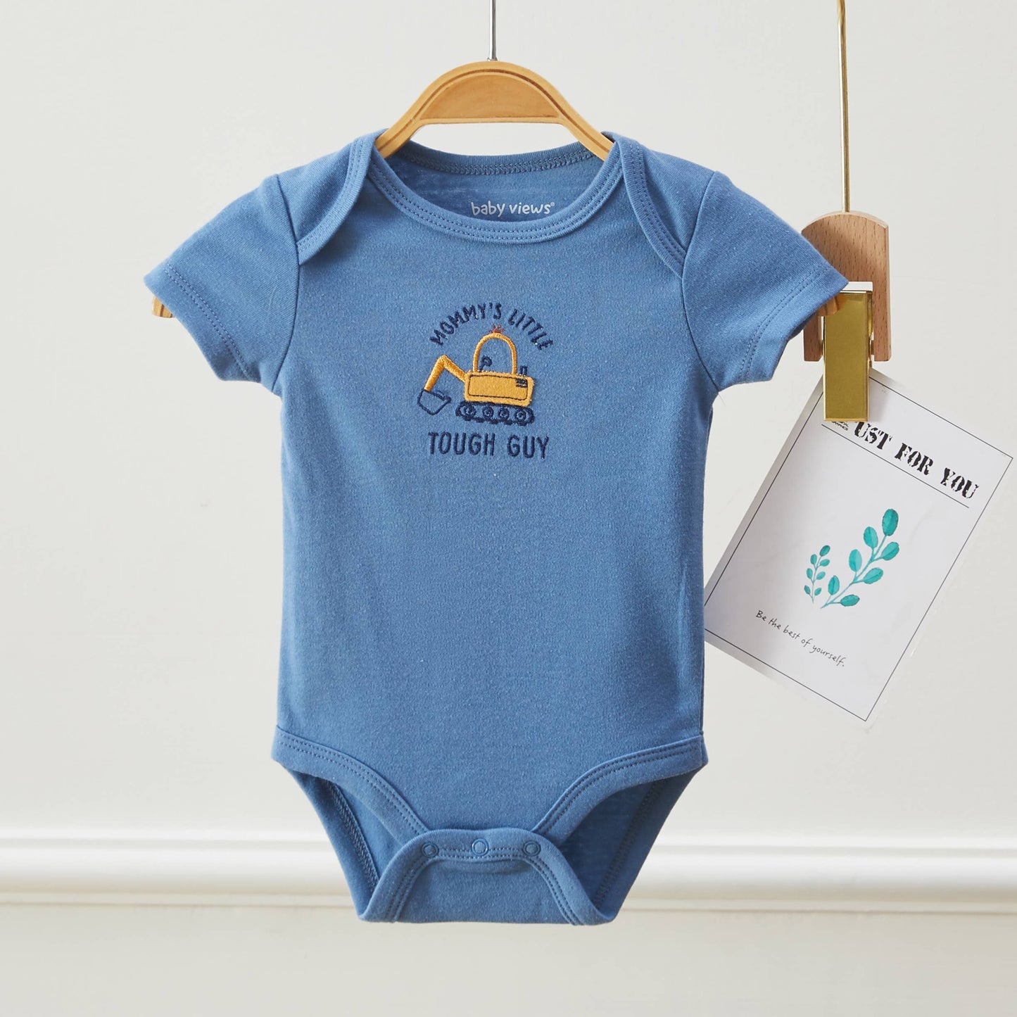Pack of 3 Baby Boys Excavator Pattern Bodysuits Short Sleeve