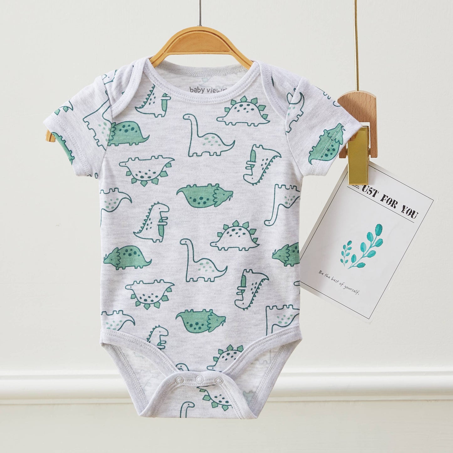 Pack of 3 Baby Boys Dinosaur Pattern Bodysuits Short Sleeve
