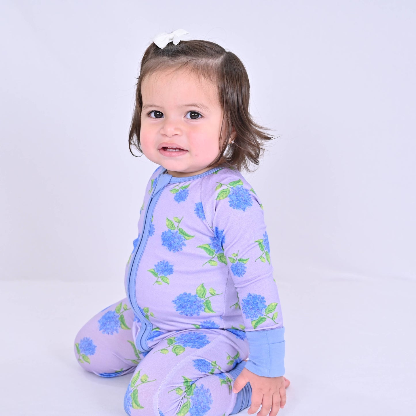 LollyBanks - You Had Me At Hydrangea Baby Bamboo Pajamas, 2 Way Zipper