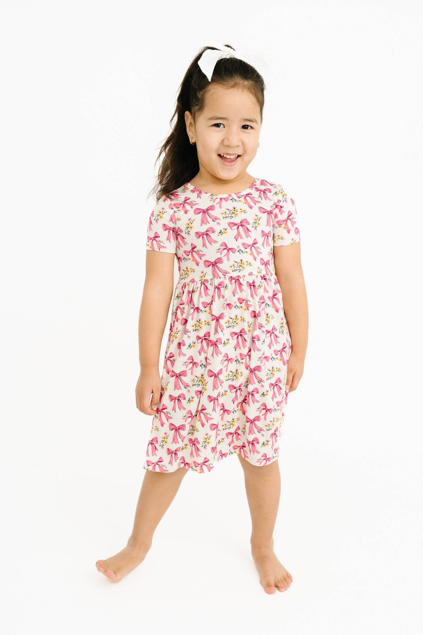 Bloom Bows Short Sleeve Bamboo Dress