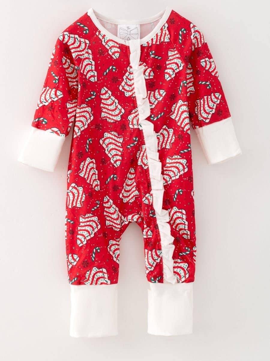 Christmas Tree Cake Ruffle Infant Romper
