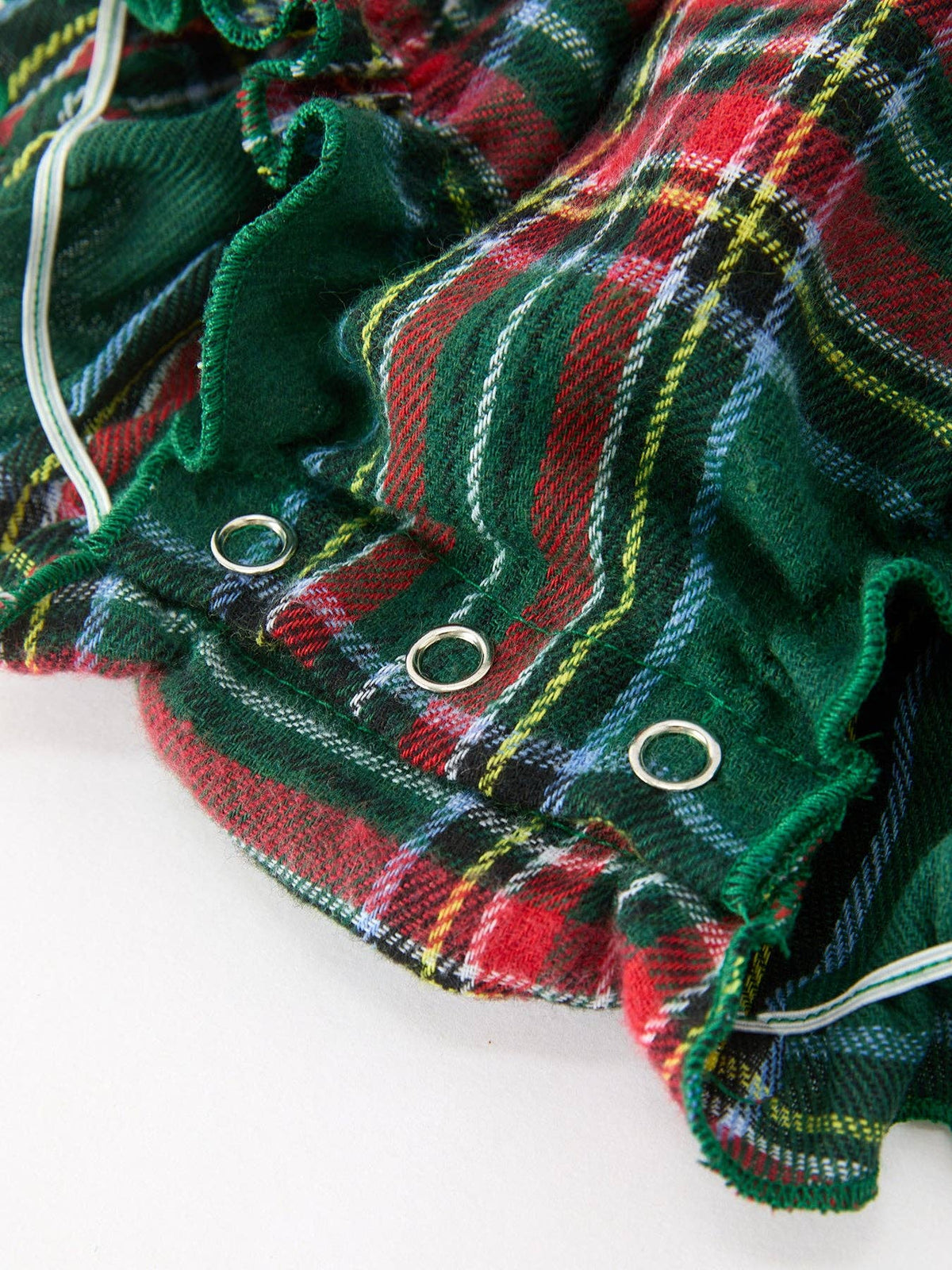 Rylee Faith Designs - Christmas Plaid Smocked Baby Girl Bubble Romper Ruffle Detail